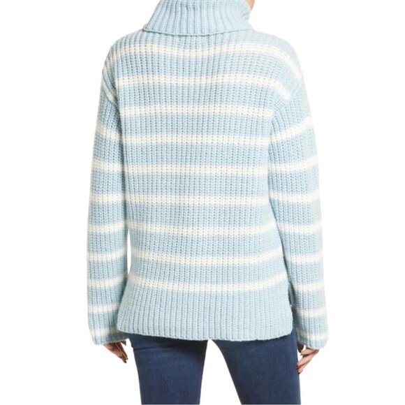 Caslon NWT Stripe Cozy Turtleneck Sweater in Blue and Ivory size XL - Picture 2 of 9